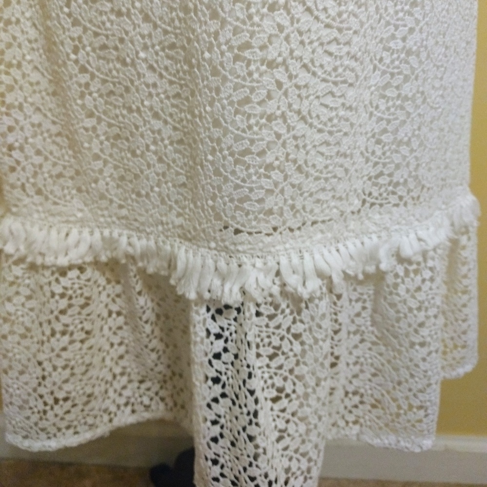 Kaari Blue crochet lace fringe dress NWT medium *Z - Picture 7 of 8